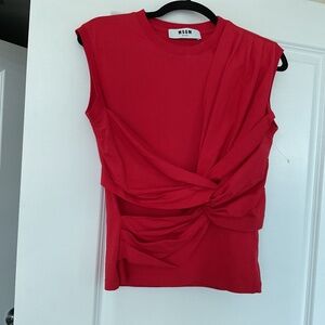 MSGM Milano Made in Italy Bright Red Sleeveless Top Size S NWOT.